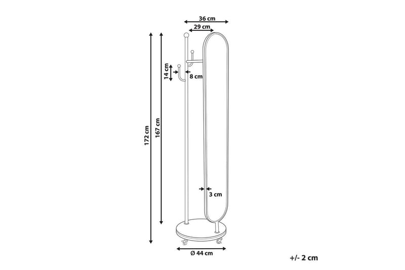 Klädhängare med spegel Beliani Lorena GOLD||White - Säilytys - Vaatesäilytys - Vaatenaulakko