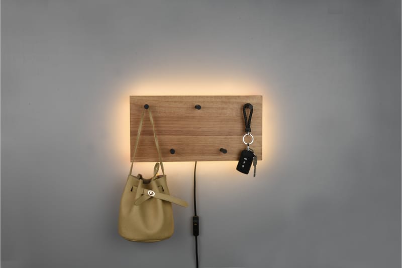 Naulakko Samantha LED-valolla 40x20 cm Puu/Musta - Mirrors and more - Säilytys - Vaatesäilytys - Vaatenaulakko - Koukkunaulakot