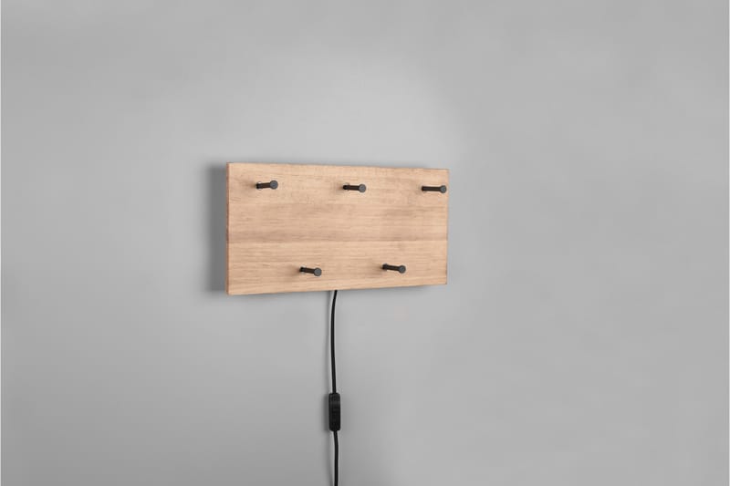 Naulakko Samantha LED-valolla 40x20 cm Puu/Musta - Mirrors and more - Säilytys - Vaatesäilytys - Vaatenaulakko - Koukkunaulakot