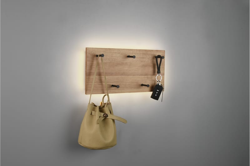 Naulakko Samantha LED-valolla 40x20 cm Puu/Musta - Mirrors and more - Säilytys - Vaatesäilytys - Vaatenaulakko - Koukkunaulakot