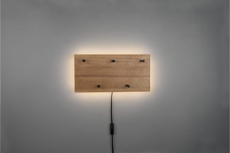 Naulakko Samantha LED-valolla 40x20 cm Puu/Musta - Mirrors and more - Säilytys - Vaatesäilytys - Vaatenaulakko - Koukkunaulakot