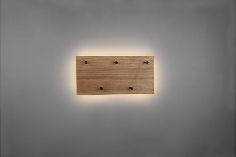 Naulakko Samantha LED-valolla 40x20 cm Puu/Musta - Mirrors and more - Säilytys - Vaatesäilytys - Vaatenaulakko - Koukkunaulakot