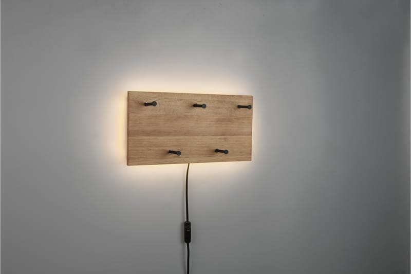 Naulakko Samantha LED-valolla 40x20 cm Puu/Musta - Mirrors and more - Säilytys - Vaatesäilytys - Vaatenaulakko - Koukkunaulakot
