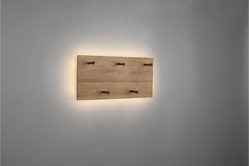 Naulakko Samantha LED-valolla 40x20 cm Puu/Musta - Mirrors and more - Säilytys - Vaatesäilytys - Vaatenaulakko - Koukkunaulakot