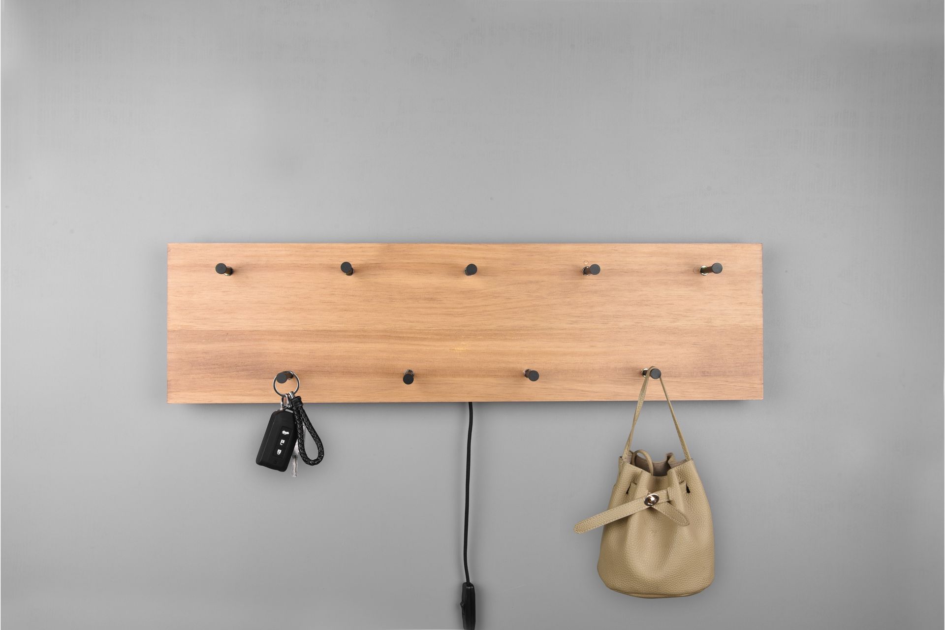Naulakko Samantha LED-valolla 75x30 cm Puu/Musta - Mirrors and more - Säilytys - Vaatesäilytys - Vaatenaulakko - Koukkunaulakot