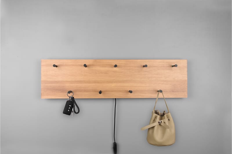 Naulakko Samantha LED-valolla 75x30 cm Puu/Musta - Mirrors and more - Säilytys - Vaatesäilytys - Vaatenaulakko - Koukkunaulakot