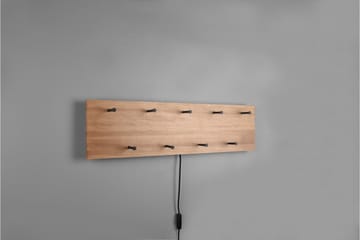 Naulakko Samantha LED-valolla 75x30 cm Puu/Musta - Mirrors and more - Säilytys - Vaatesäilytys - Vaatenaulakko - Koukkunaulakot
