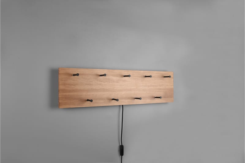 Naulakko Samantha LED-valolla 75x30 cm Puu/Musta - Mirrors and more - Säilytys - Vaatesäilytys - Vaatenaulakko - Koukkunaulakot