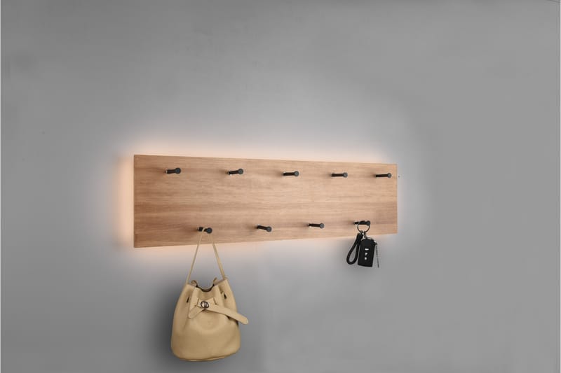 Naulakko Samantha LED-valolla 75x30 cm Puu/Musta - Mirrors and more - Säilytys - Vaatesäilytys - Vaatenaulakko - Koukkunaulakot