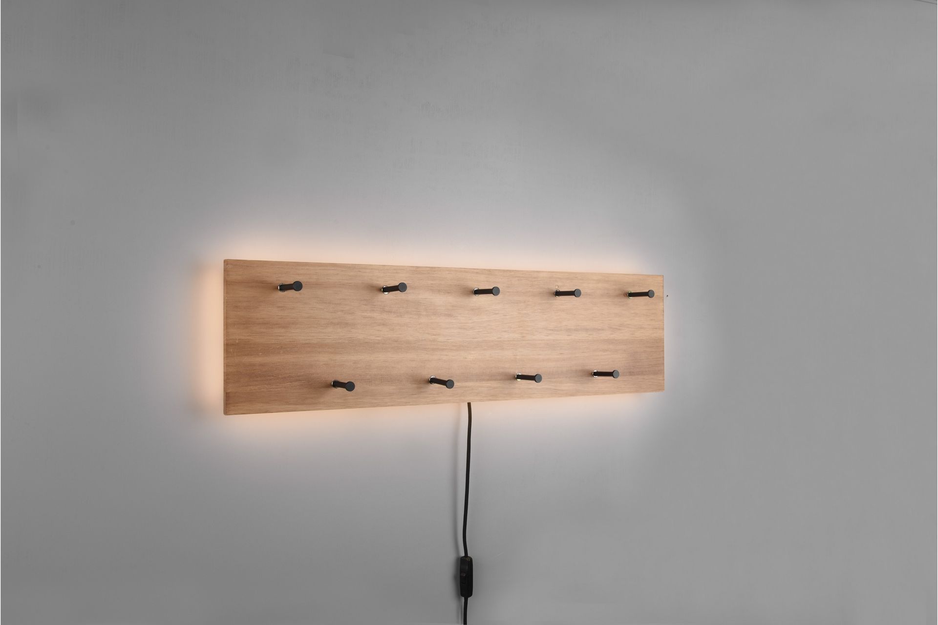 Naulakko Samantha LED-valolla 75x30 cm Puu/Musta - Mirrors and more - Säilytys - Vaatesäilytys - Vaatenaulakko - Koukkunaulakot