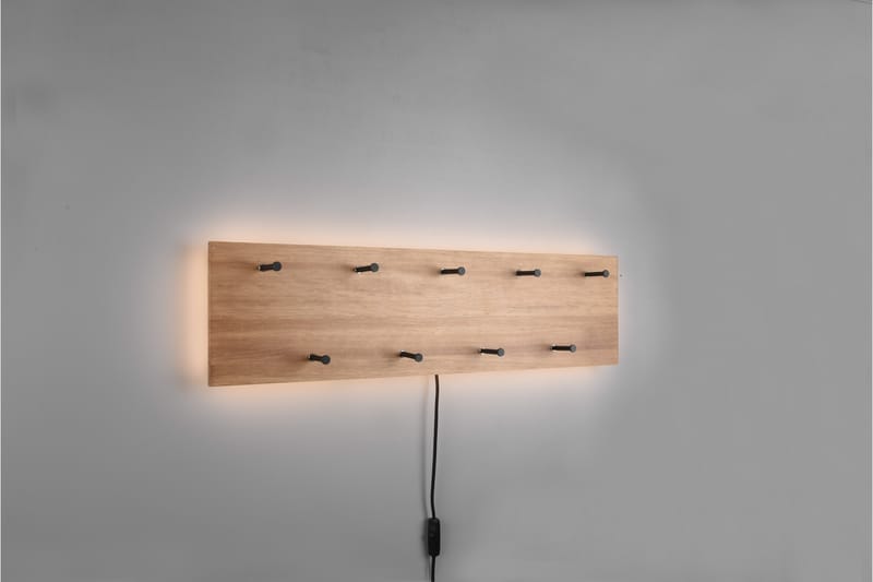 Naulakko Samantha LED-valolla 75x30 cm Puu/Musta - Mirrors and more - Säilytys - Vaatesäilytys - Vaatenaulakko - Koukkunaulakot