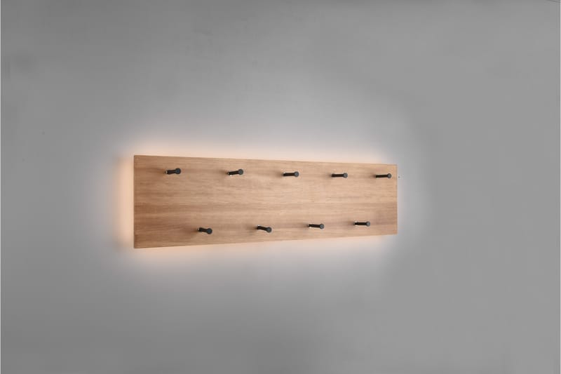 Naulakko Samantha LED-valolla 75x30 cm Puu/Musta - Mirrors and more - Säilytys - Vaatesäilytys - Vaatenaulakko - Koukkunaulakot