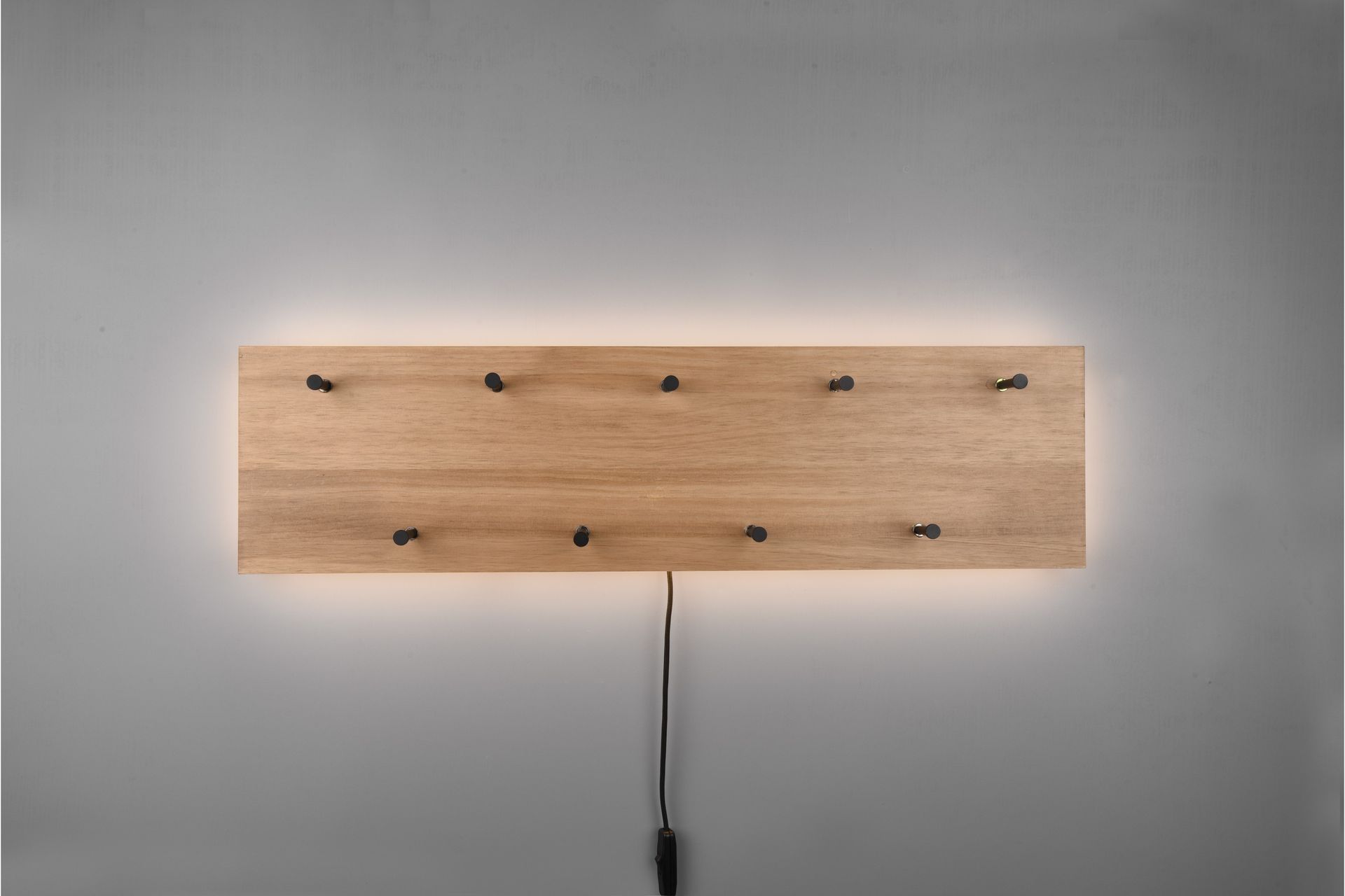 Naulakko Samantha LED-valolla 75x30 cm Puu/Musta - Mirrors and more - Säilytys - Vaatesäilytys - Vaatenaulakko - Koukkunaulakot