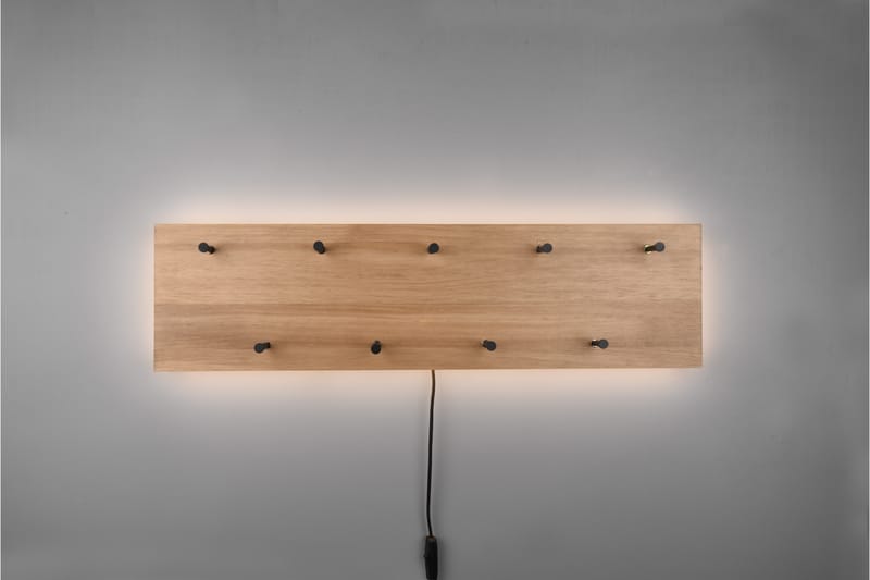 Naulakko Samantha LED-valolla 75x30 cm Puu/Musta - Mirrors and more - Säilytys - Vaatesäilytys - Vaatenaulakko - Koukkunaulakot