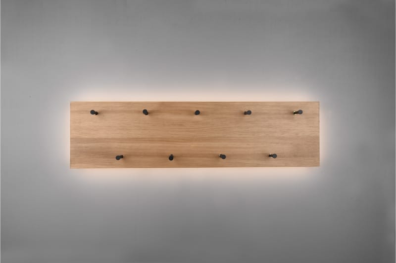 Naulakko Samantha LED-valolla 75x30 cm Puu/Musta - Mirrors and more - Säilytys - Vaatesäilytys - Vaatenaulakko - Koukkunaulakot