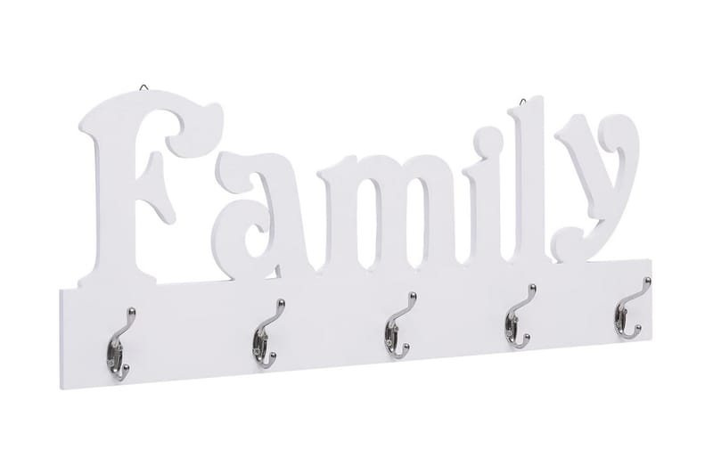 Seinälle kiinnitettävä naulakko FAMILY 74x29,5 cm - Valkoinen - Säilytys - Vaatesäilytys - Vaatenaulakko - Koukkunaulakot