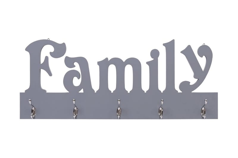 Seinälle kiinnitettävä naulakko FAMILY harmaa 74x29,5 cm - Harmaa - Säilytys - Vaatesäilytys - Vaatenaulakko - Koukkunaulakot
