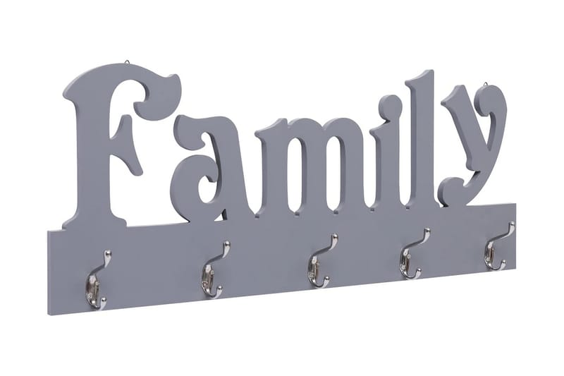 Seinälle kiinnitettävä naulakko FAMILY harmaa 74x29,5 cm - Harmaa - Säilytys - Vaatesäilytys - Vaatenaulakko - Koukkunaulakot