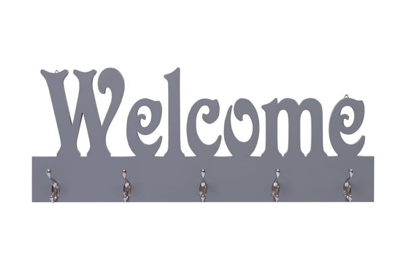 Seinälle kiinnitettävä naulakko WELCOME harmaa 74x29,5 cm - Harmaa - Säilytys - Vaatesäilytys - Vaatenaulakko - Koukkunaulakot