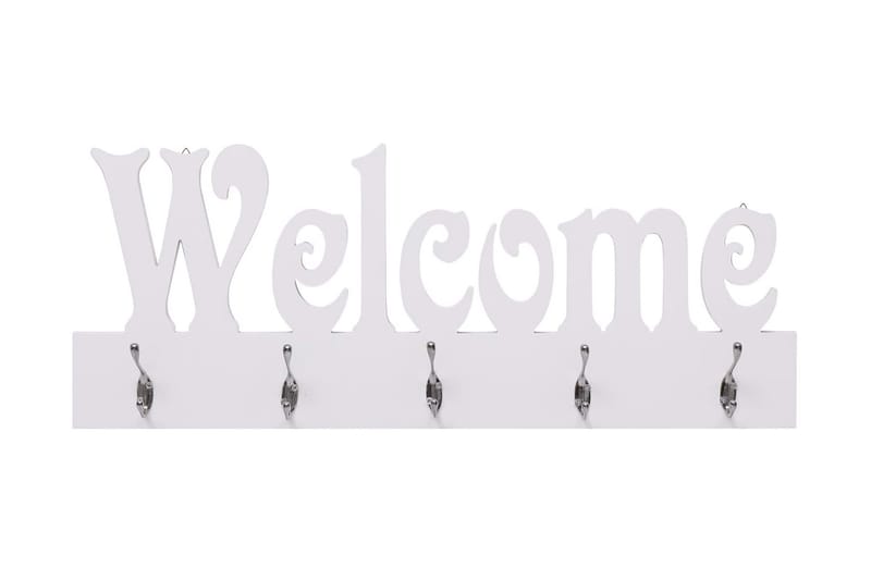 Seinälle kiinnitettävä naulakko WELCOME valkoinen 74x29,5 cm - Valkoinen - Säilytys - Vaatesäilytys - Vaatenaulakko - Koukkunaulakot