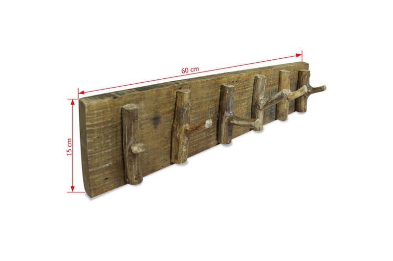 Vaatenaulakko kierrätetty puu 60x15 cm - Ruskea - Säilytys - Vaatesäilytys - Vaatenaulakko - Koukkunaulakot