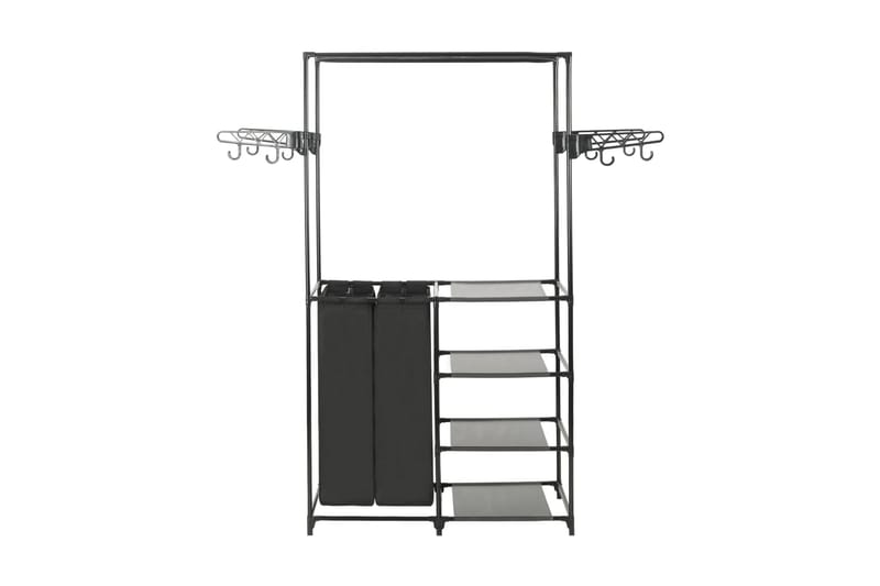 Vaatenaulakko teräs ja kuitukangas 87x44x158 cm musta - Musta - Vaatenaulakko - Vaatekoukku - Vaatenaulakot - Koukkunaulakot