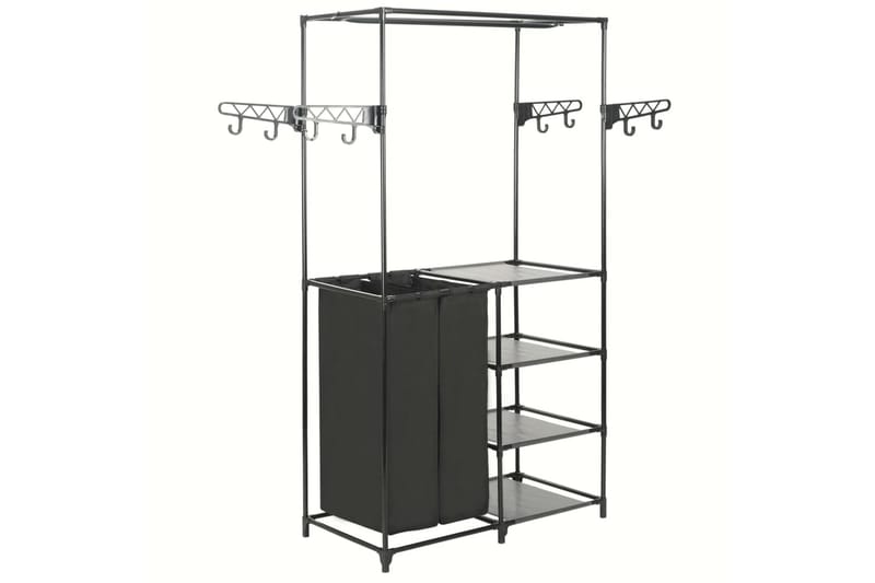 Vaatenaulakko teräs ja kuitukangas 87x44x158 cm musta - Musta - Säilytys - Vaatesäilytys - Vaatenaulakko - Koukkunaulakot