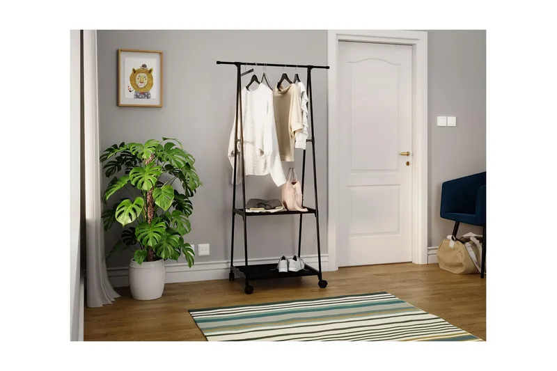 Vaateteline 85 cm - Musta - Säilytys - Vaatesäilytys - Vaatenaulakko - Koukkunaulakot