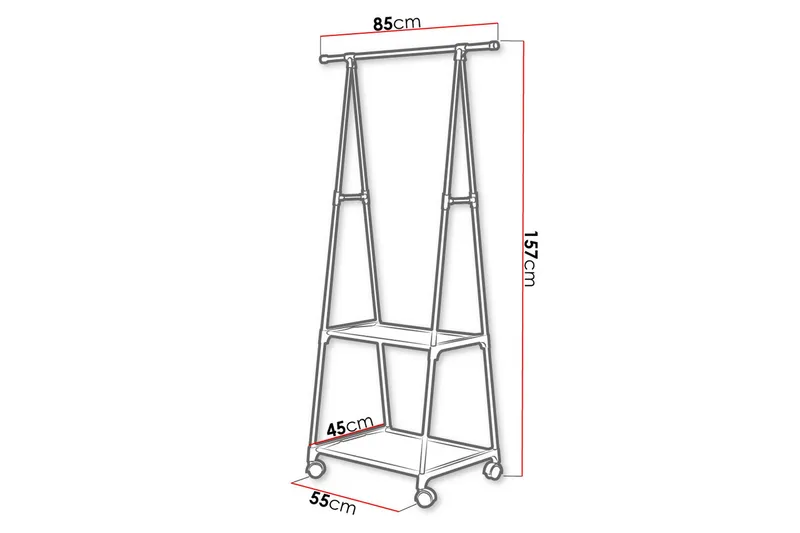 Vaateteline 85 cm - Musta - Säilytys - Vaatesäilytys - Vaatenaulakko - Koukkunaulakot