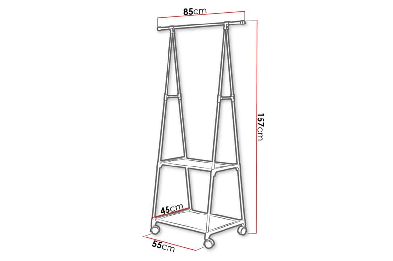 Vaateteline 85 cm - Musta - Säilytys - Vaatesäilytys - Vaatenaulakko - Koukkunaulakot