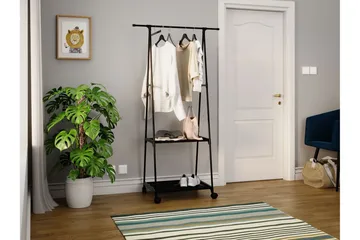 Vaateteline 85 cm - Musta - Säilytys - Vaatesäilytys - Vaatenaulakko - Koukkunaulakot
