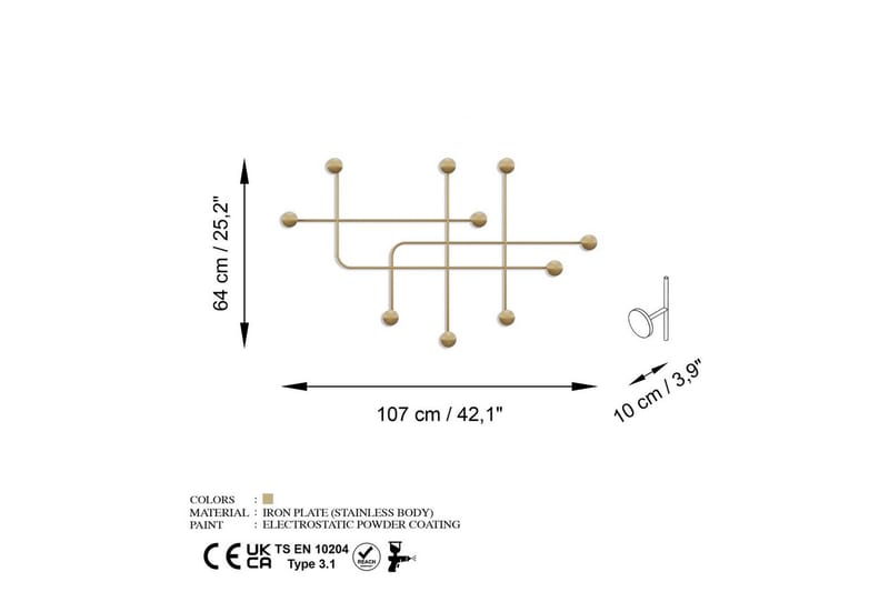 Metallinen Seinäkoukku Australia Kulta - Kulta - Säilytys - Vaatesäilytys - Vaatenaulakko
