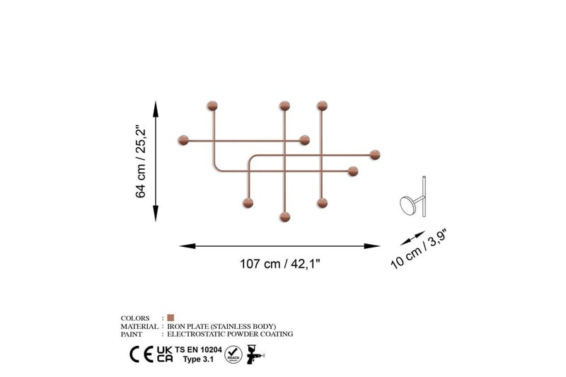 Metallinen Seinäkoukku Australia Kupari - Kupari - Säilytys - Vaatesäilytys - Vaatenaulakko