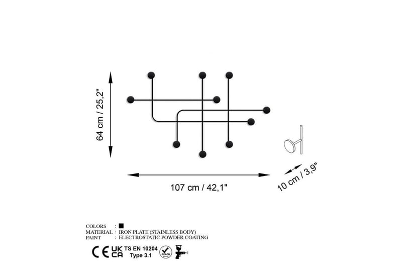 Metallinen Seinäkoukku Australia Musta - Musta - Säilytys - Vaatesäilytys - Vaatenaulakko