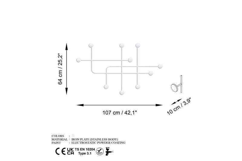 Metallinen Seinäkoukku Australia Valkoinen - Valkoinen - Säilytys - Vaatesäilytys - Vaatenaulakko