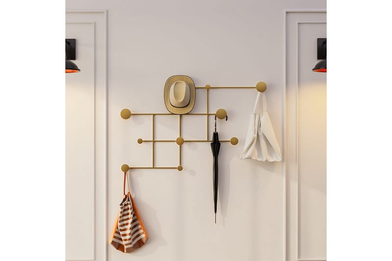 Metallinen Seinäkoukku Colna Kulta - Kulta - Säilytys - Vaatesäilytys - Vaatenaulakko