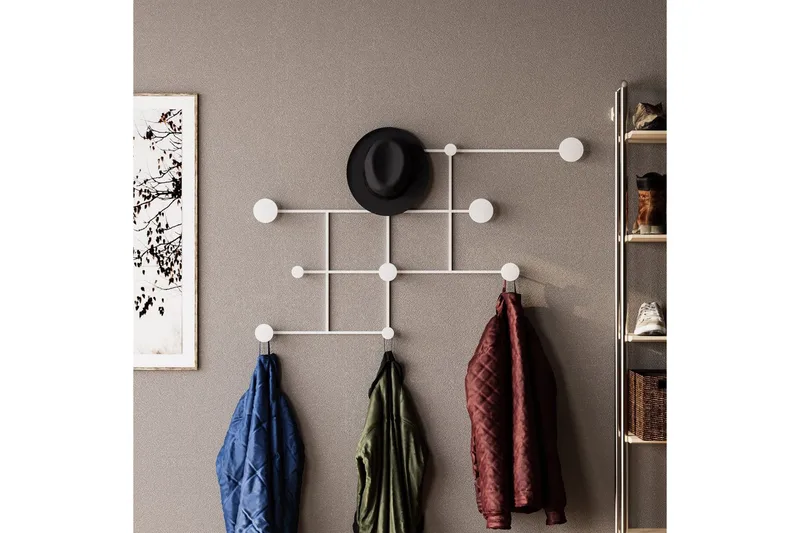Metallinen Seinäkoukku Colna Valkoinen - Valkoinen - Säilytys - Vaatesäilytys - Vaatenaulakko