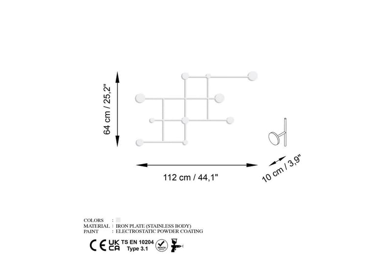 Metallinen Seinäkoukku Colna Valkoinen - Valkoinen - Säilytys - Vaatesäilytys - Vaatenaulakko