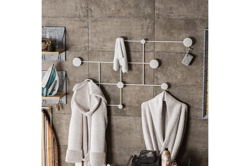 Metallinen Seinäkoukku Colna Valkoinen - Valkoinen - Säilytys - Vaatesäilytys - Vaatenaulakko