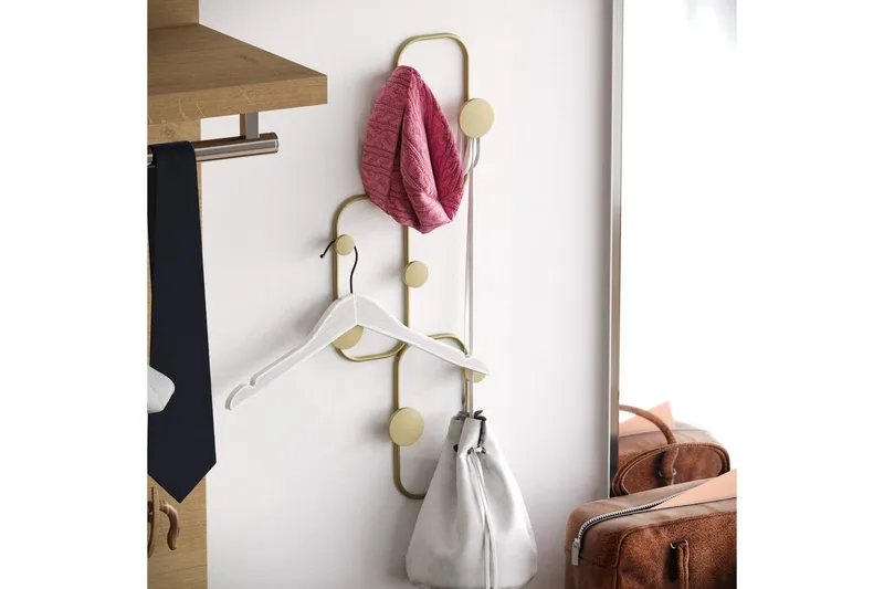 Metallinen Seinäkoukku Dravos Kulta - Kulta - Säilytys - Vaatesäilytys - Vaatenaulakko
