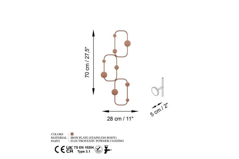 Metallinen Seinäkoukku Dravos Kupari - Kupari - Säilytys - Vaatesäilytys - Vaatenaulakko