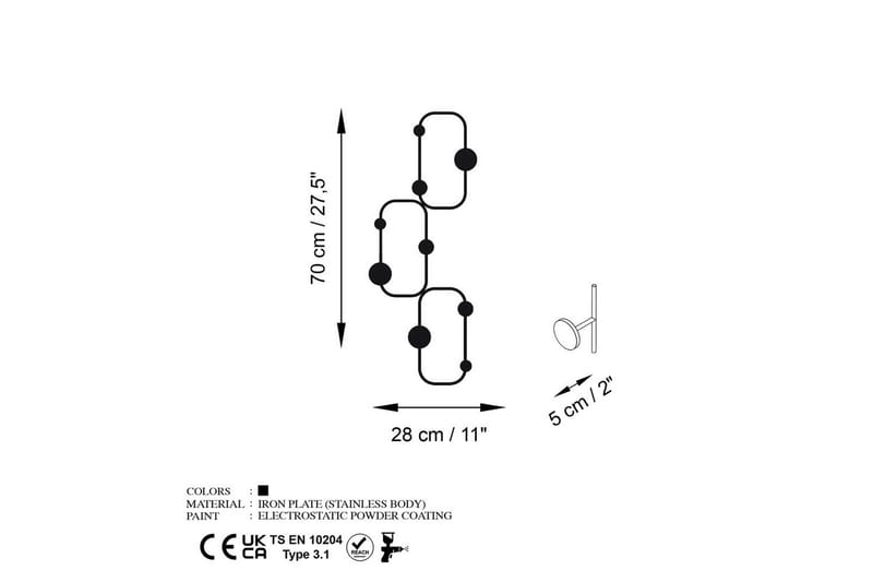 Metallinen Seinäkoukku Dravos Musta - Musta - Säilytys - Vaatesäilytys - Vaatenaulakko