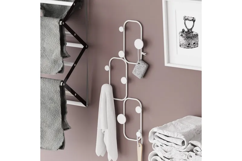 Metallinen Seinäkoukku Dravos Valkoinen - Valkoinen - Säilytys - Vaatesäilytys - Vaatenaulakko