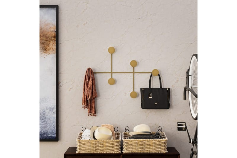 Metallinen Seinäkoukku Inermis Kulta - Kulta - Säilytys - Vaatesäilytys - Vaatenaulakko