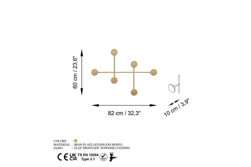 Metallinen Seinäkoukku Inermis Kulta - Kulta - Säilytys - Vaatesäilytys - Vaatenaulakko
