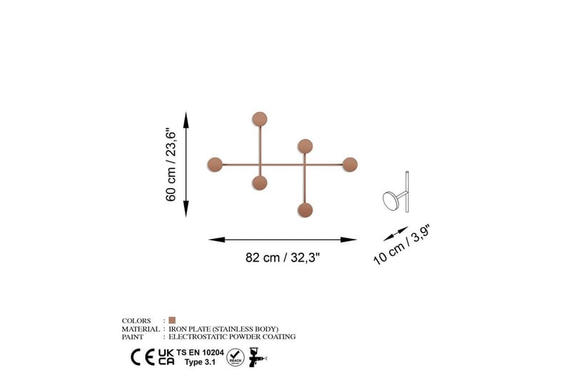 Metallinen Seinäkoukku Inermis Kupari - Kupari - Säilytys - Vaatesäilytys - Vaatenaulakko