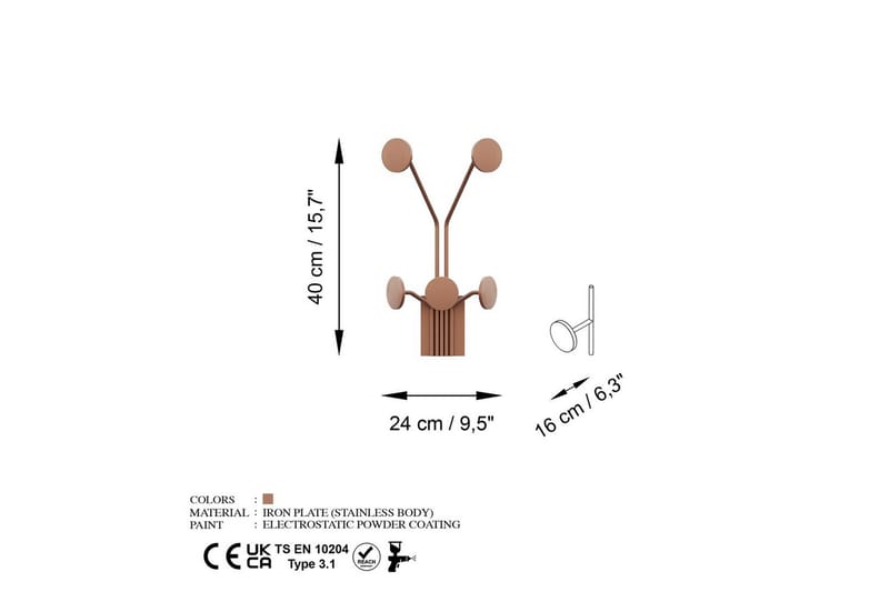 Metallinen Seinäkoukku Kirahvi Kupari - Kupari - Säilytys - Vaatesäilytys - Vaatenaulakko