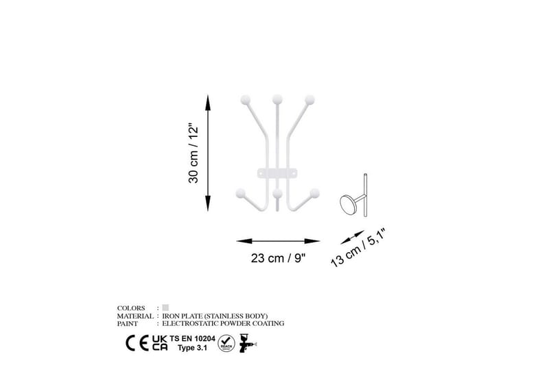 Metallinen Seinäkoukku Muurahainen Valkoinen - Valkoinen - Säilytys - Vaatesäilytys - Vaatenaulakko