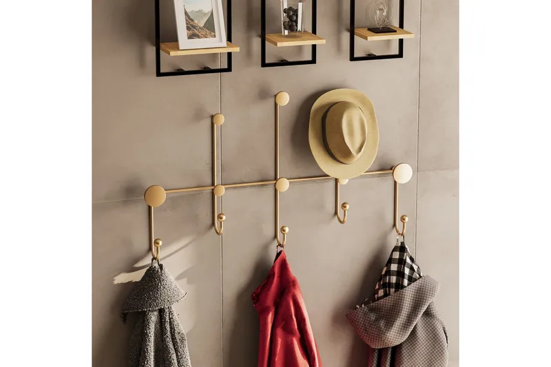 Metallinen Seinäkoukku Ranjita Kulta - Kulta - Säilytys - Vaatesäilytys - Vaatenaulakko