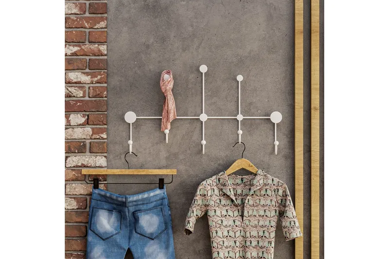 Metallinen Seinäkoukku Ranjita Valkoinen - Valkoinen - Säilytys - Vaatesäilytys - Vaatenaulakko